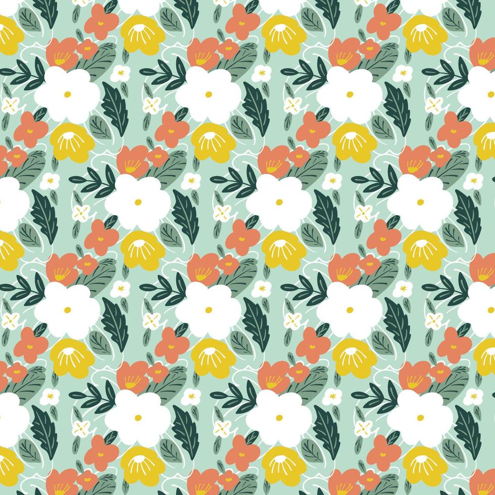 Minimalist Flowers Seamless Pattern vector