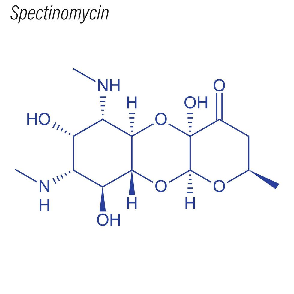 fórmula esquelética vectorial de espectinomicina. molécula química de drogas vector