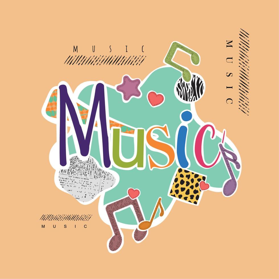 Abstract colored music template with musical notes Vector