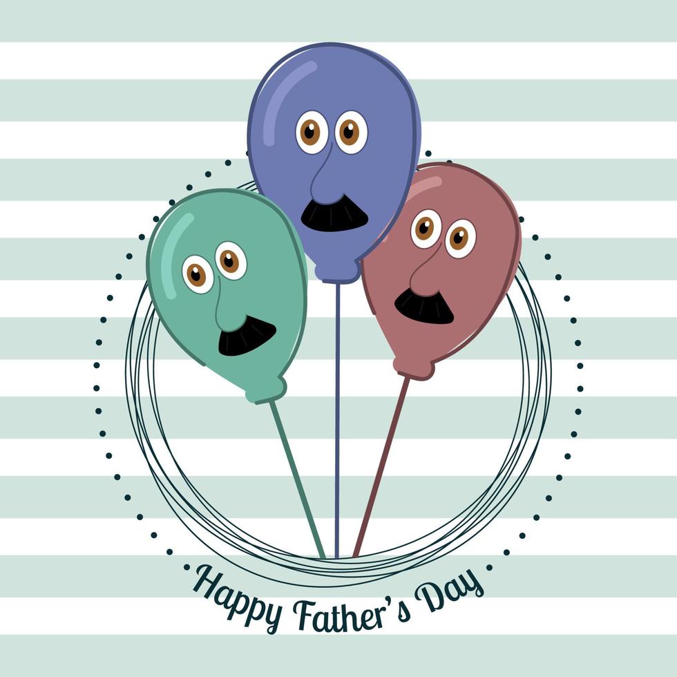 grupo de globos con bigotes en el cartel del día del padre de la insignia vector