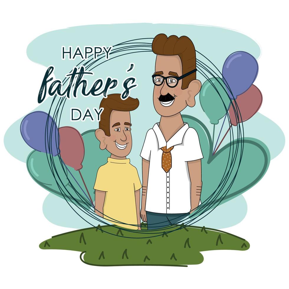 cartel del día del padre del hombre feliz con su hijo vector