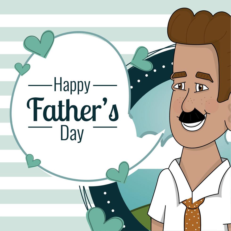 Happy man with a bubble chat Father day poster Vector