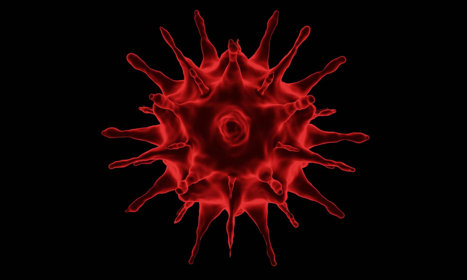 Abstract bacteria or virus cell in spherical shape with long antennas. Corona virus from  Wohun , China crisis concept. Pandemic or virus infection concept - 3D Rendering. photo