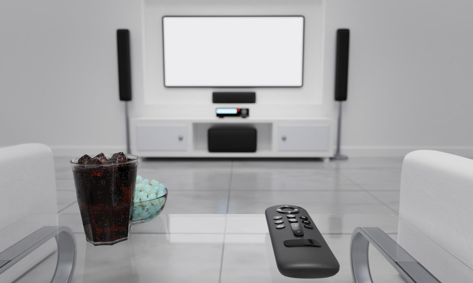 detrás de una joven asiática viendo televisión de pantalla blanca en el  sofá y usando el control remoto en casa 8004917 Foto de stock en Vecteezy