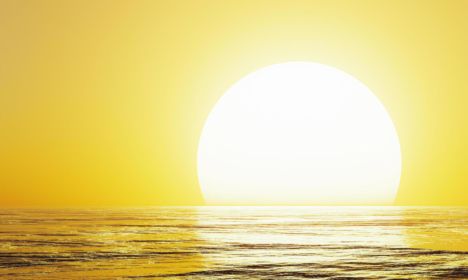 sunset by the sea or the ocean. The reflection of the sun on the sea with waves For use as a background or wallpaper. 3D Rendering photo