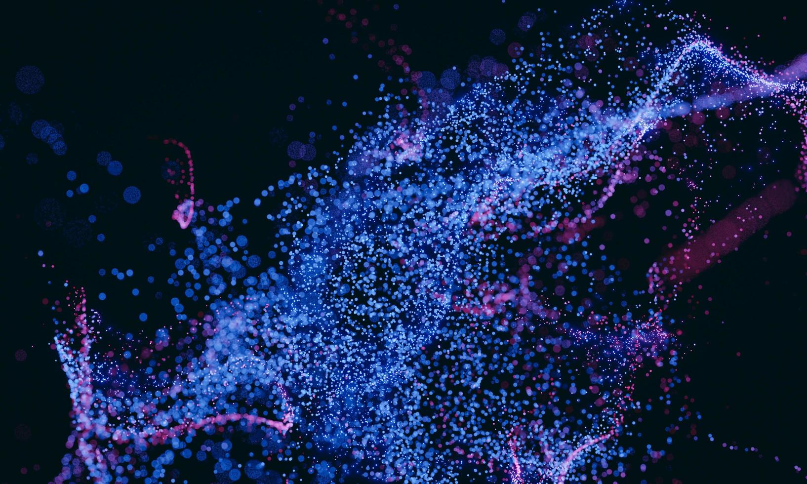 Abstract purple and blue glitter particles background use for wallpaper 3D rendering. photo