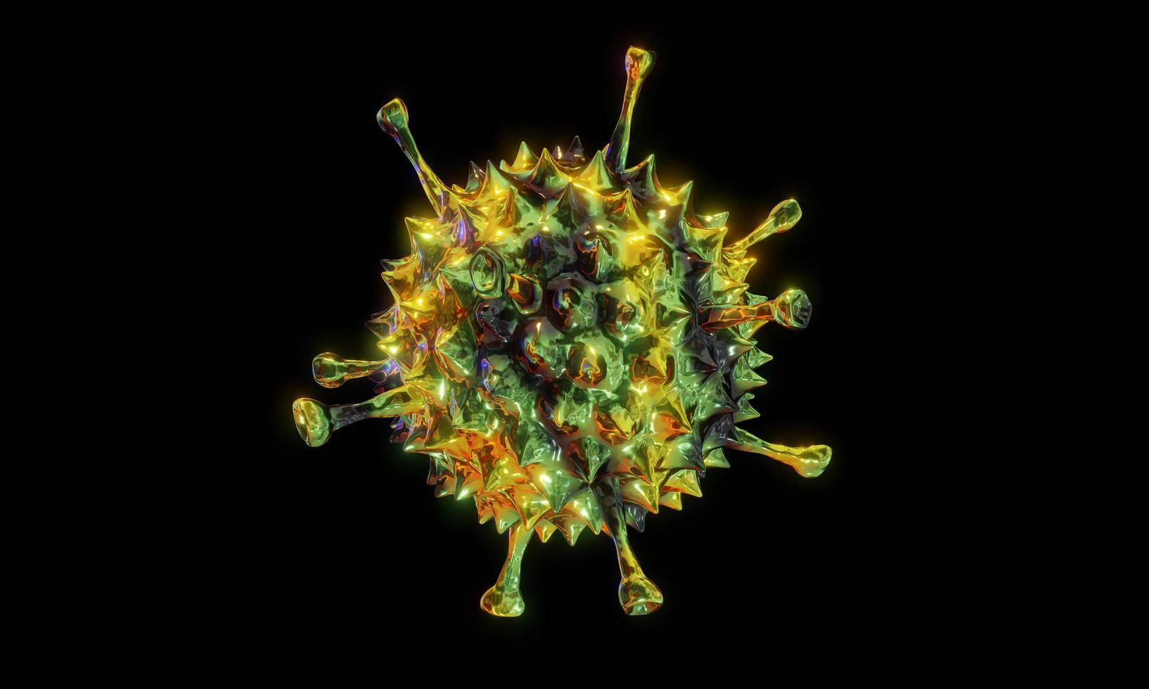 Abstract bacteria or virus cell in spherical shape with long antennas. Corona virus from  Wohun , China crisis concept. Pandemic or virus infection concept - 3D Rendering. photo