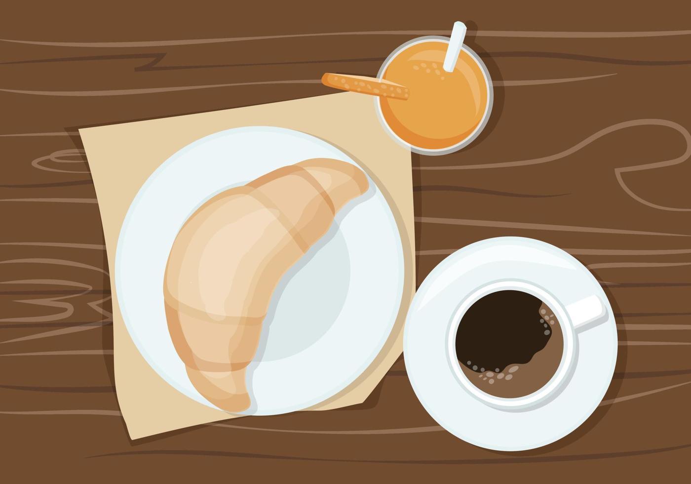 Fresh croissant for breakfast. A pastry and a drink is a delicious snack vector