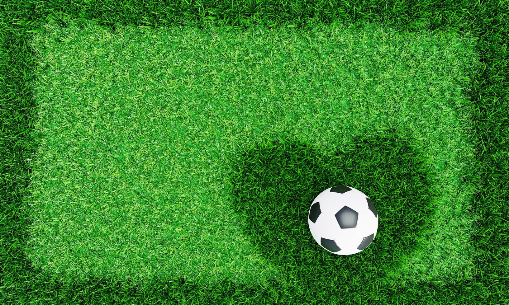 Bright green lawn. Playground had grass cut into the shape of heart. football in frame texture picture frame with different colored grass for use to make background or wallpaper.3D rendering. photo