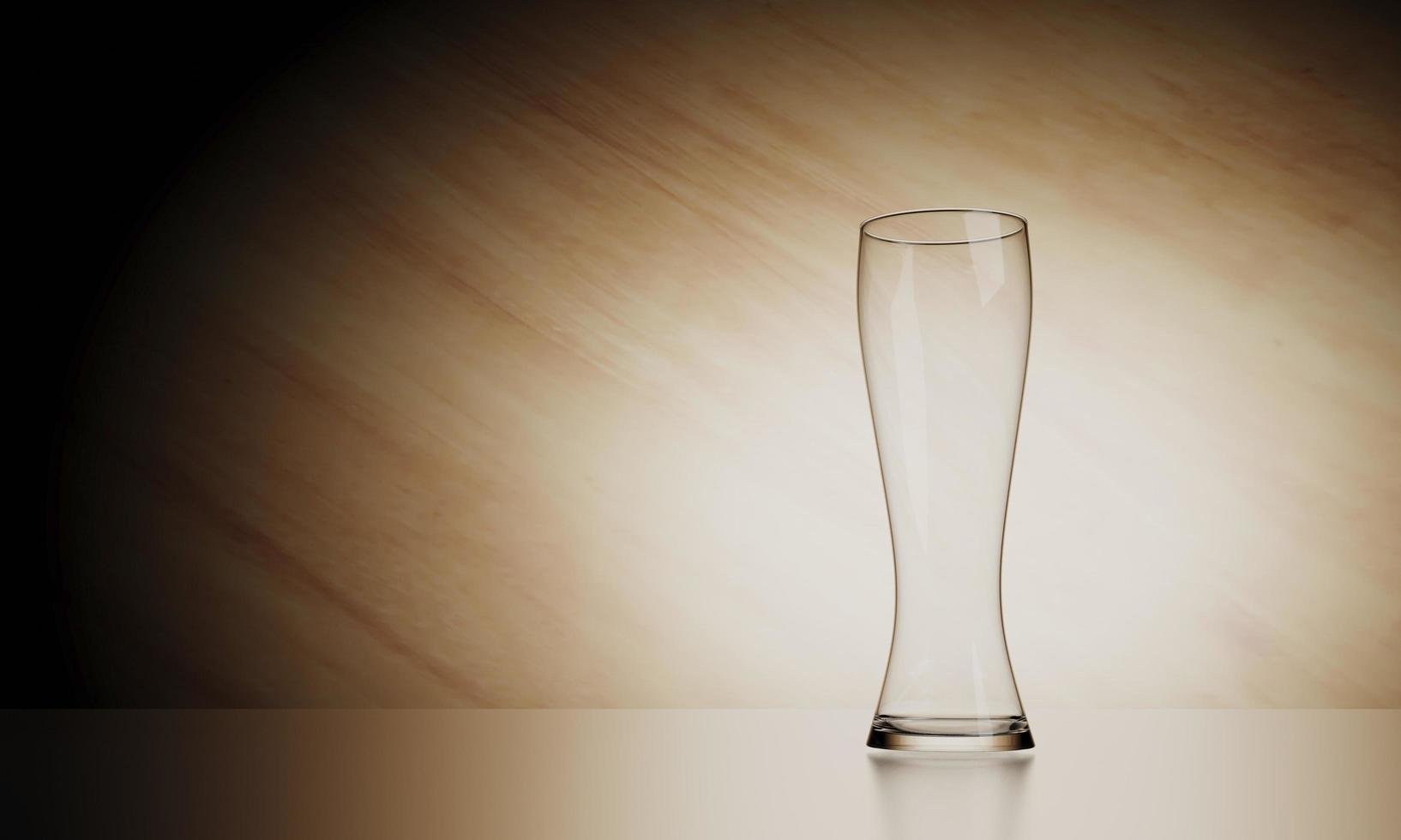 Glass beer on wood background  and reflextion with copyspace photo