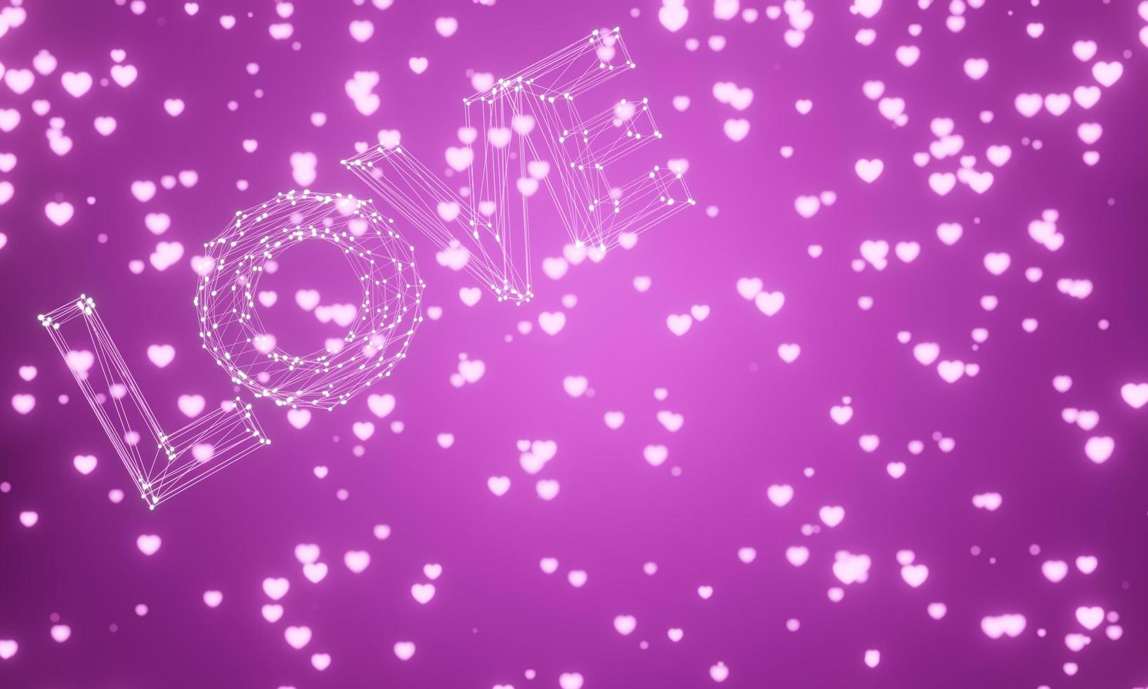 Pink letters of Love isolated on pink background for Happy Valentine's Day celebration in 3d rendering. photo