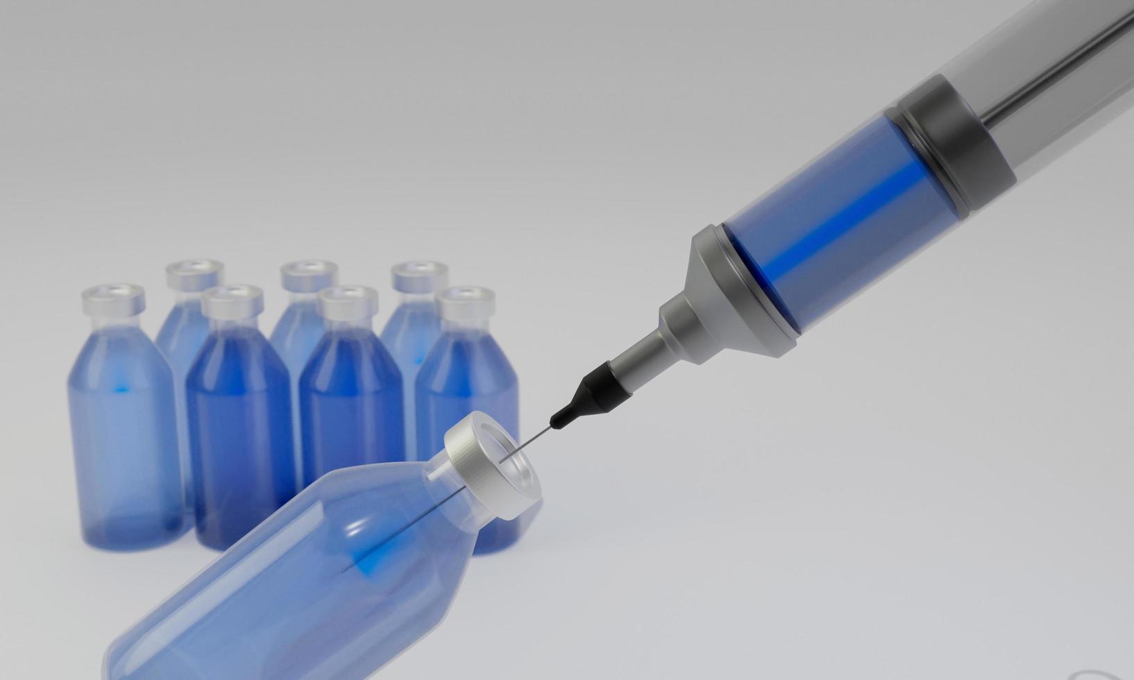 A clean vintage hypodermic syringe on white background.  Concept for testing vaccine coronavirus. 3D Rendering. photo