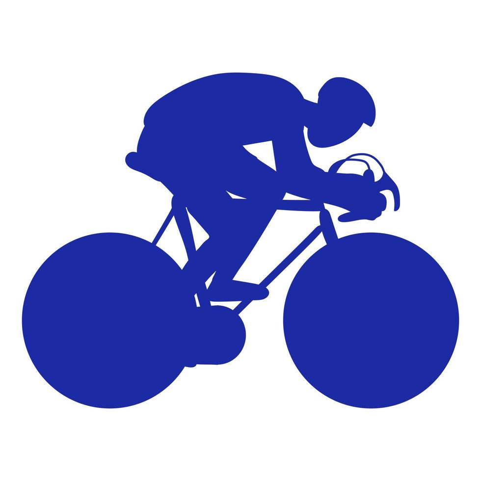 The silhouette of an athlete on a bicycle. Cycling competitions, triathlon stage. The athlete in training. vector