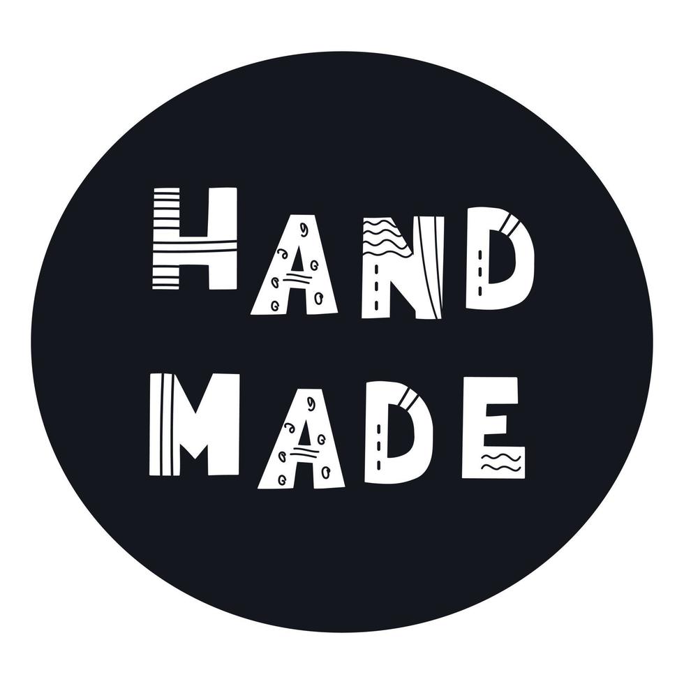 HAHD MADE inscription. Scandinavian style vector illustration with hand drawn decorative abstract elements