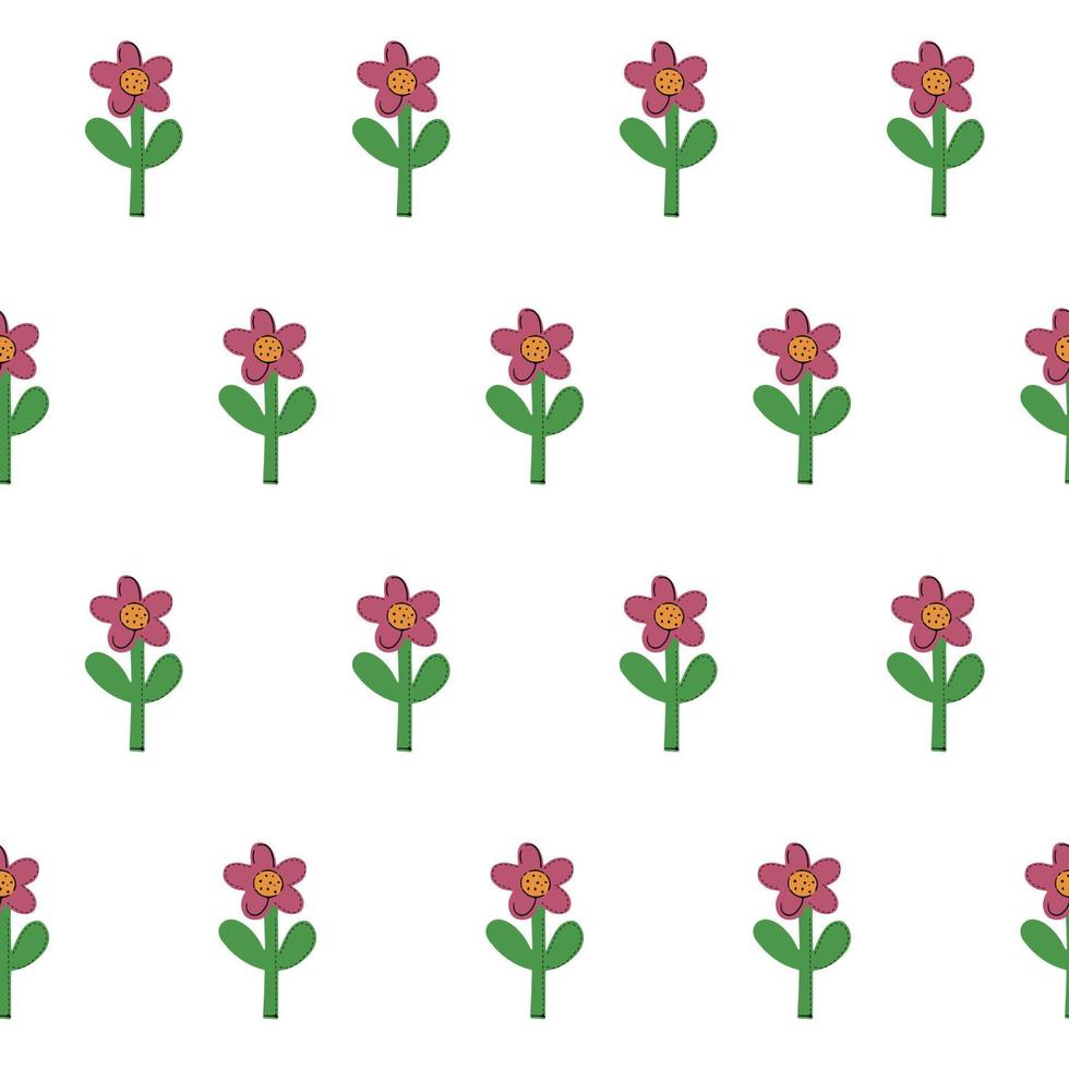 Seamless natural pattern of flowers in a simple shape vector