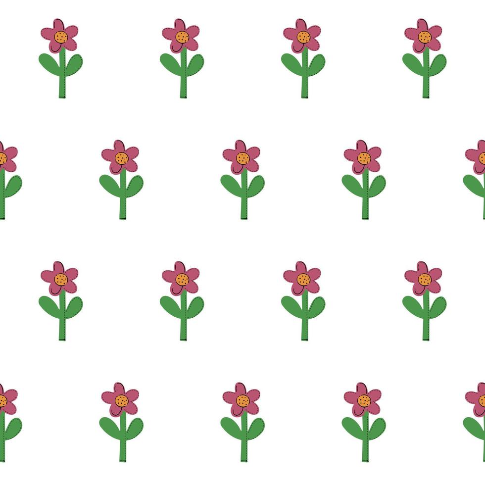 Seamless natural pattern of flowers in a simple shape vector