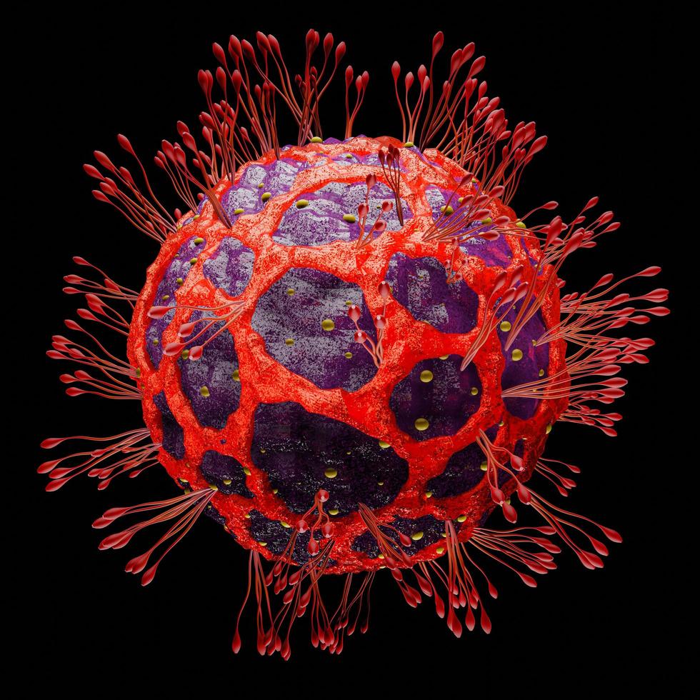 Covid-19 virus mutates or develops a strain. 3D Rendering Coronavirus Concept. Mutation and transmission of viruses worldwide from Alpha, Delta and Epsilon. photo