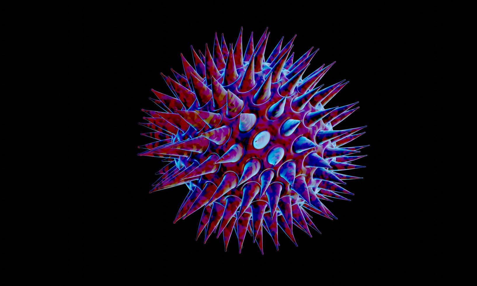 Abstract bacteria or virus cell in spherical shape with long antennas. Corona virus from  Wohun , China crisis concept. Pandemic or virus infection concept - 3D Rendering. photo
