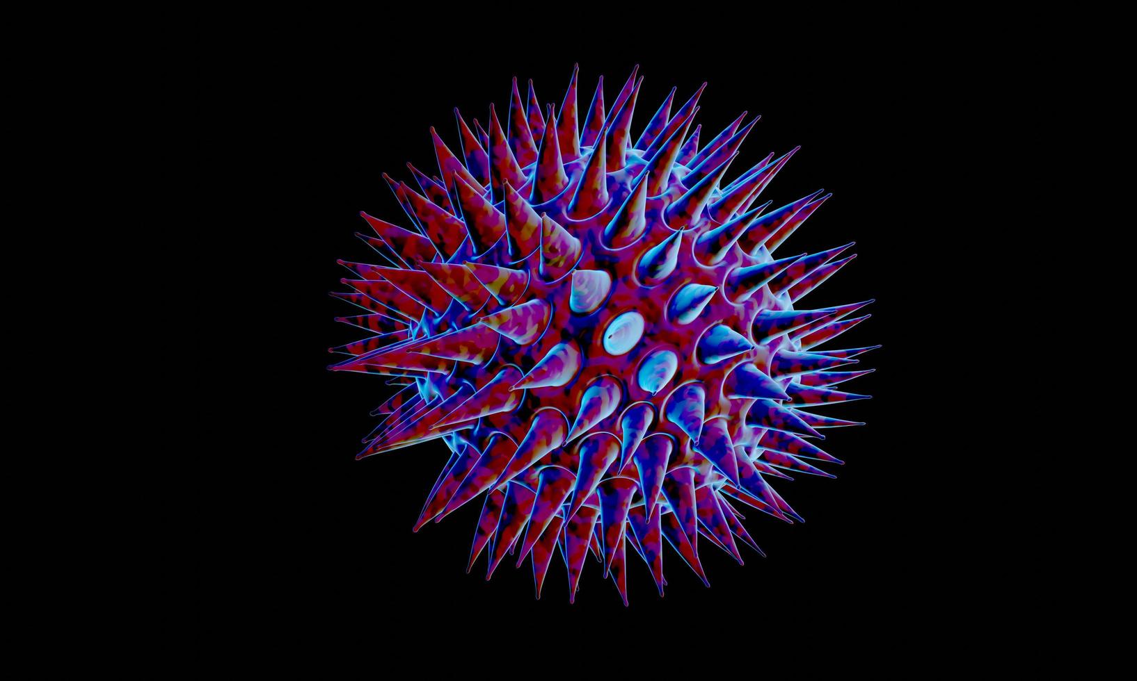 Abstract bacteria or virus cell in spherical shape with long antennas. Corona virus from  Wohun , China crisis concept. Pandemic or virus infection concept - 3D Rendering. photo