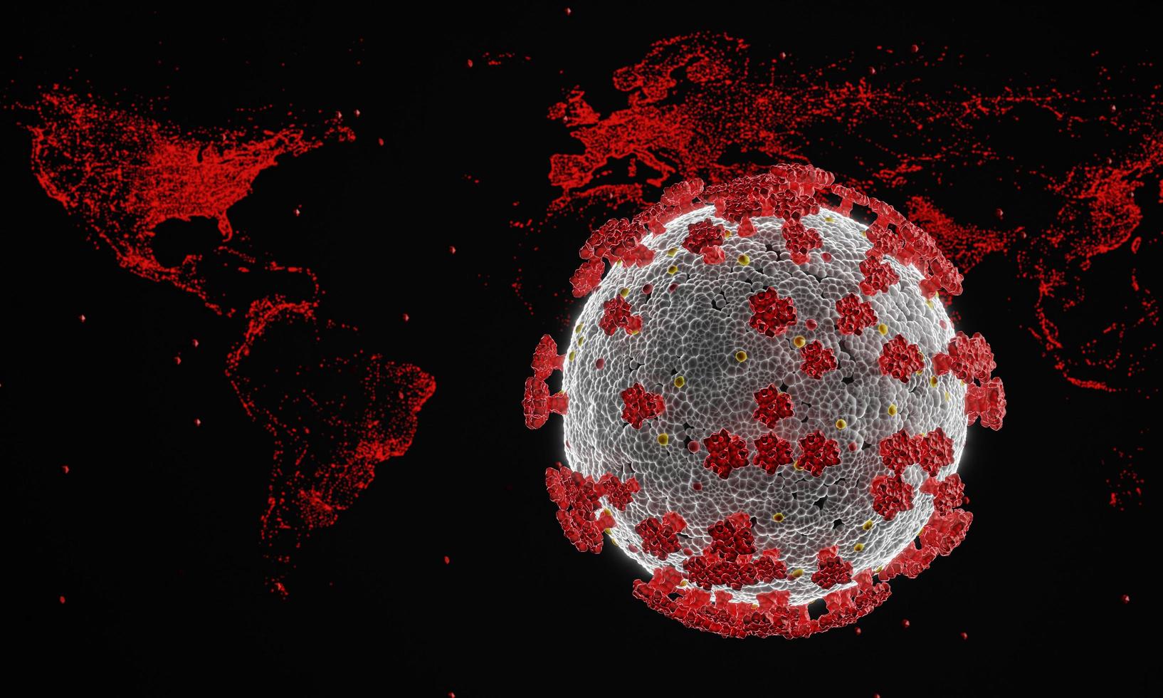 Coronavirus disease COVID-19 infection medical illustration. Pathogen respiratory influenza covid virus cells. New official name for Coronavirus disease named COVID-19. 3D Rendering. photo