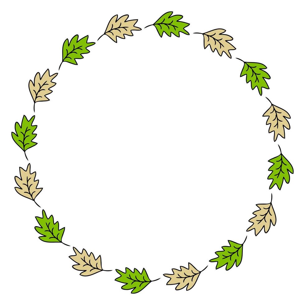 Simple leaves frame isolated on white background. vector