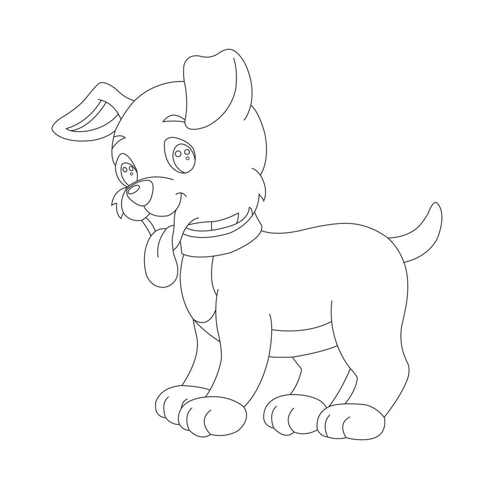 Cute Puppy Dog Outline Coloring Page for Kids Animal Coloring Page vector