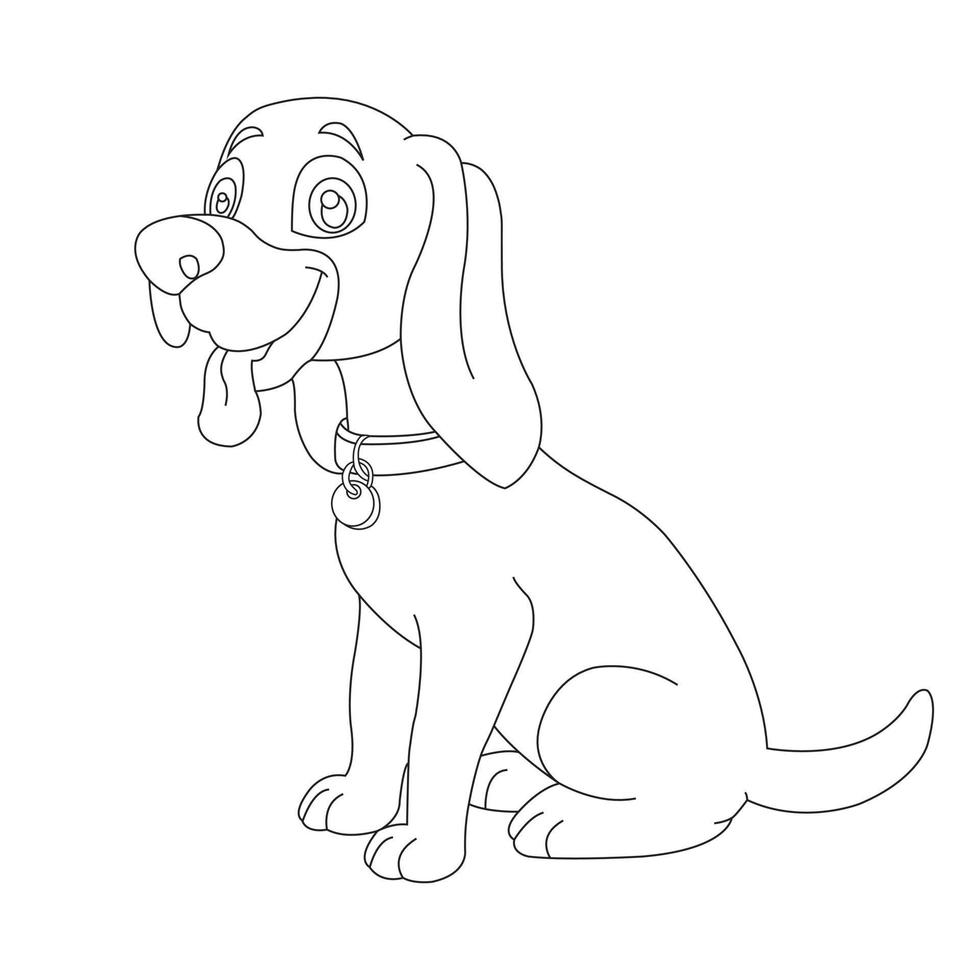 Cute Puppy Dog Outline Coloring Page for Kids Animal Coloring Page vector