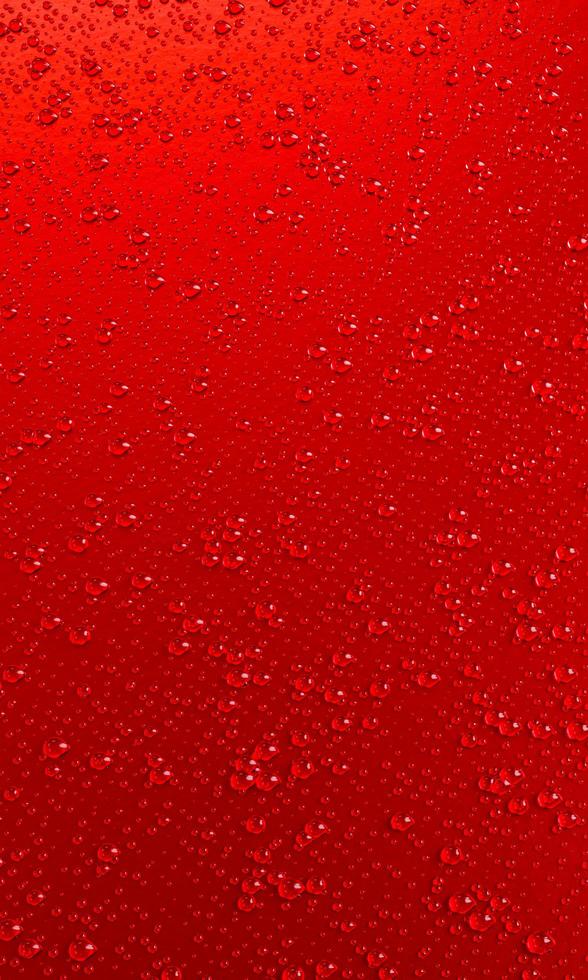 A lot of water droplets On metal or metalic surfaces in red and dark red shades for mobile background or wallpaper. 3D Rendering. photo