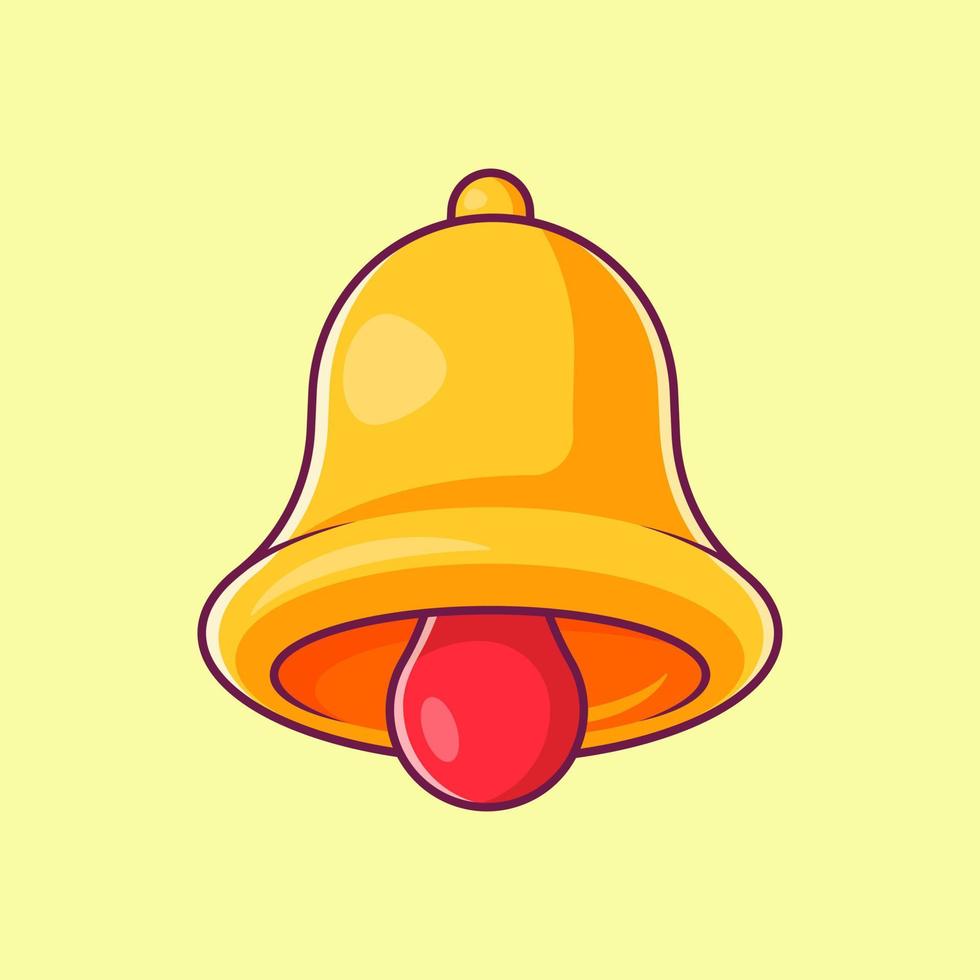 campana dorada, icono de notificación, icono plano en estilo de dibujos animados vector