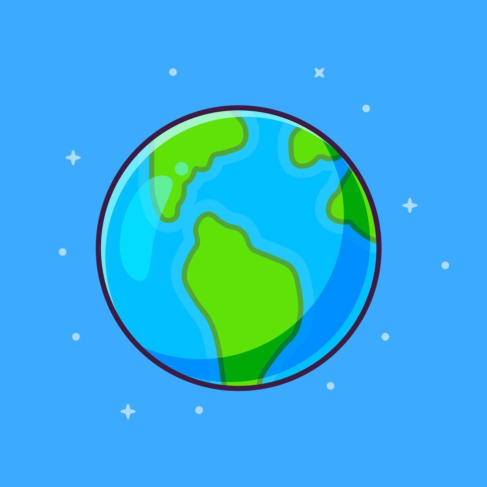 Planet in cartoon style, flat icon vector