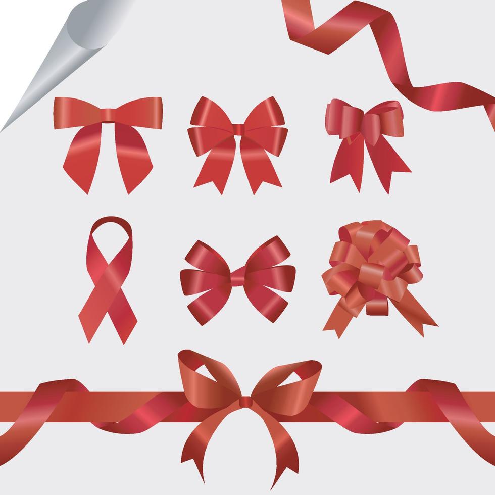 red ribbon in various styles vector
