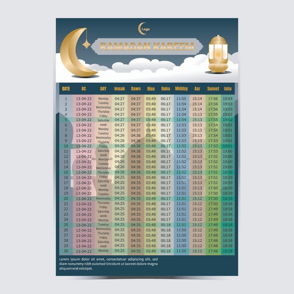 vector imsak schedule background eps10