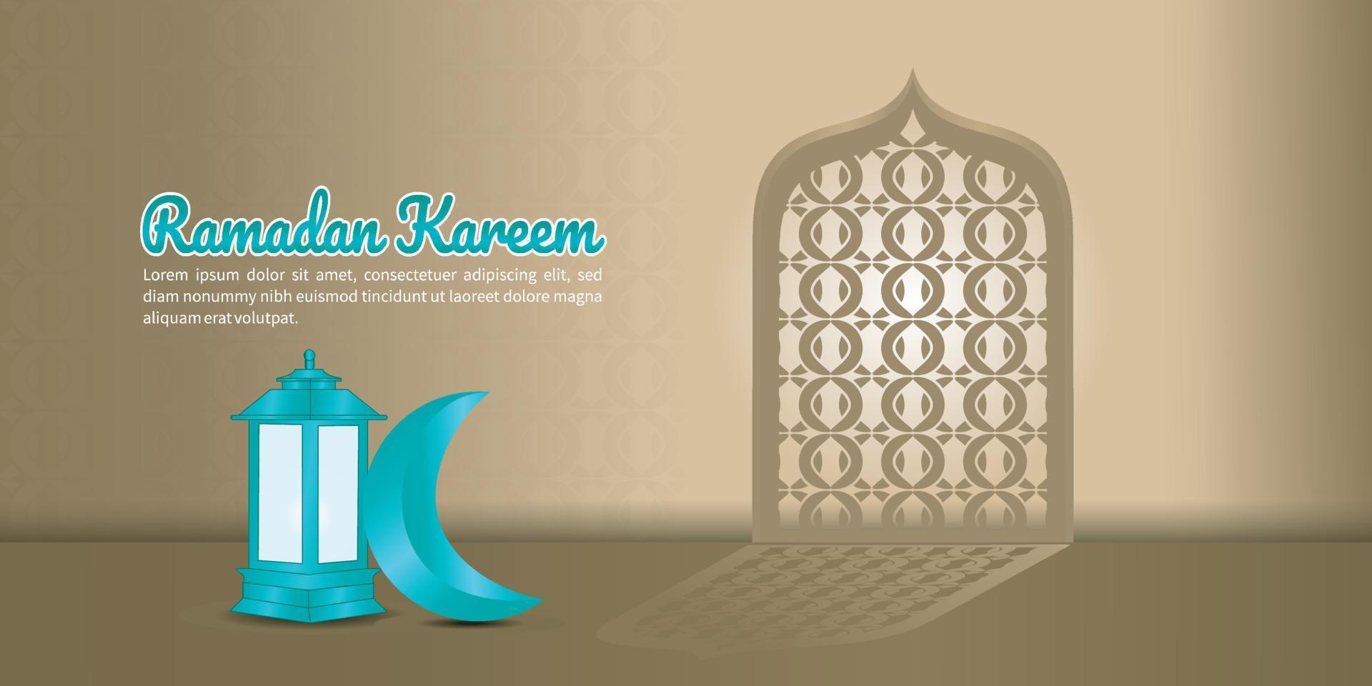 Ramadan kareem islamic mosque door for banner background. Illustration vector