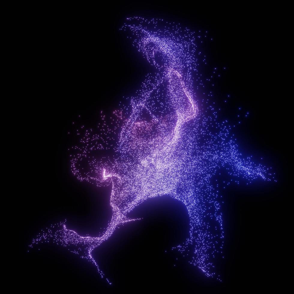 Abstract purple , pink , red and blue glitter particles background use for wallpaper. Multi-colored fluorescent dust.Simulate cosmic radiation waves. 3D rendering. photo