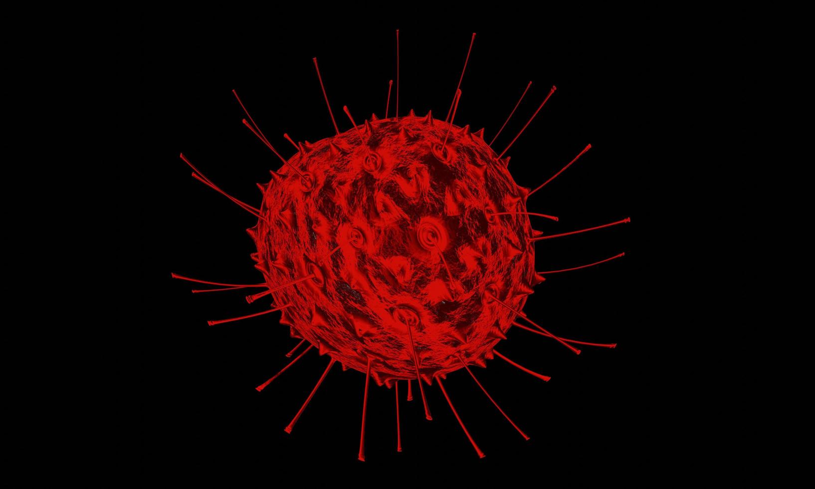 Abstract bacteria or virus cell in spherical shape with long antennas. Corona virus. Pandemic or virus infection concept - 3D Rendering. photo