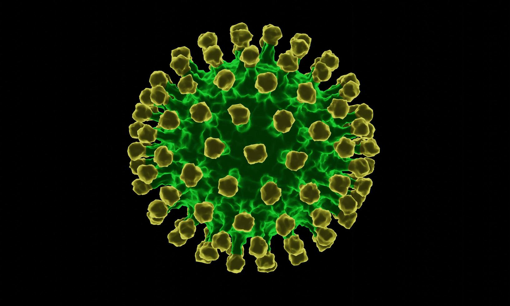 Coronavirus disease COVID-19 infection medical illustration. China pathogen respiratory influenza covid virus cells. New official name for Coronavirus disease named COVID-19. 3D Rendering. photo