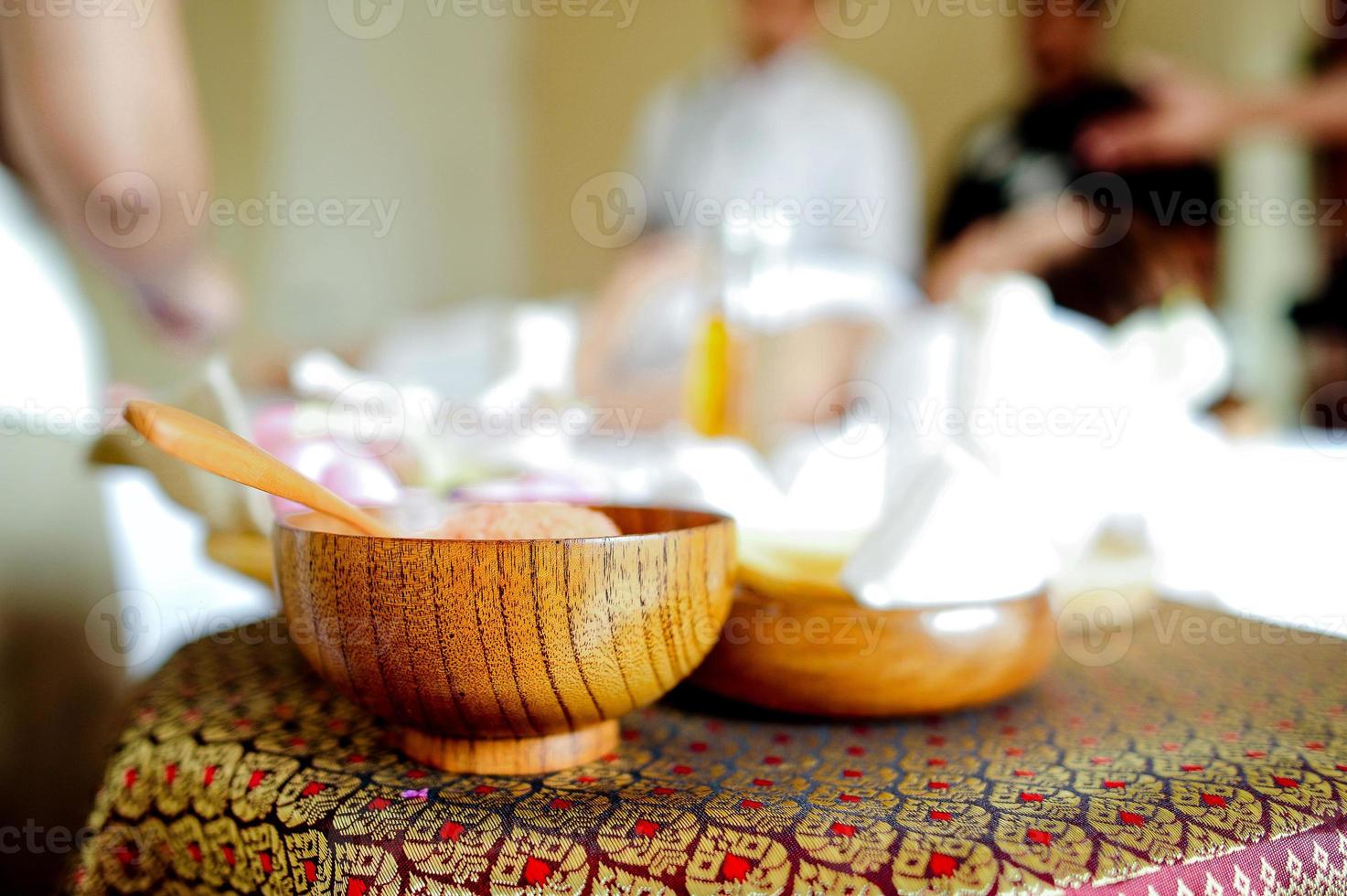 A beautiful spa element on a white fabric floor called a couch. Health Spa Equipment photo