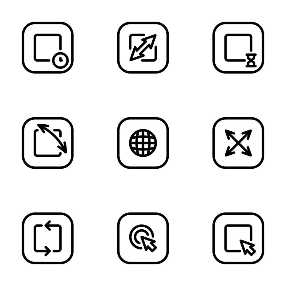 Set of black icons isolated on white background, on theme Internet, Web symbols vector