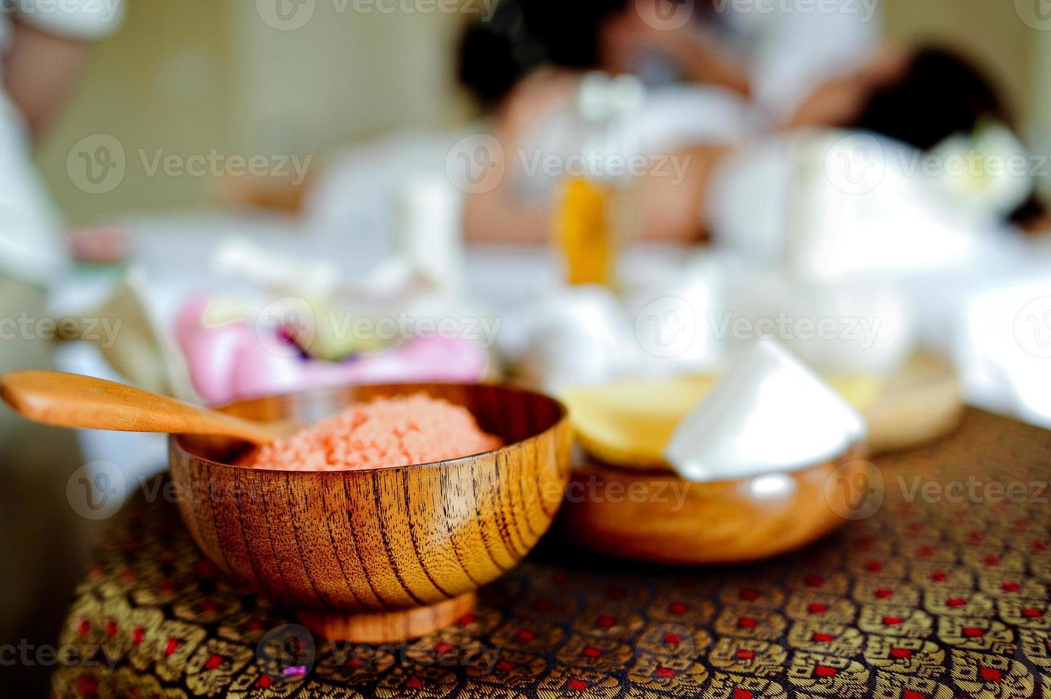 A beautiful spa element on a white fabric floor called a couch. Health Spa Equipment photo