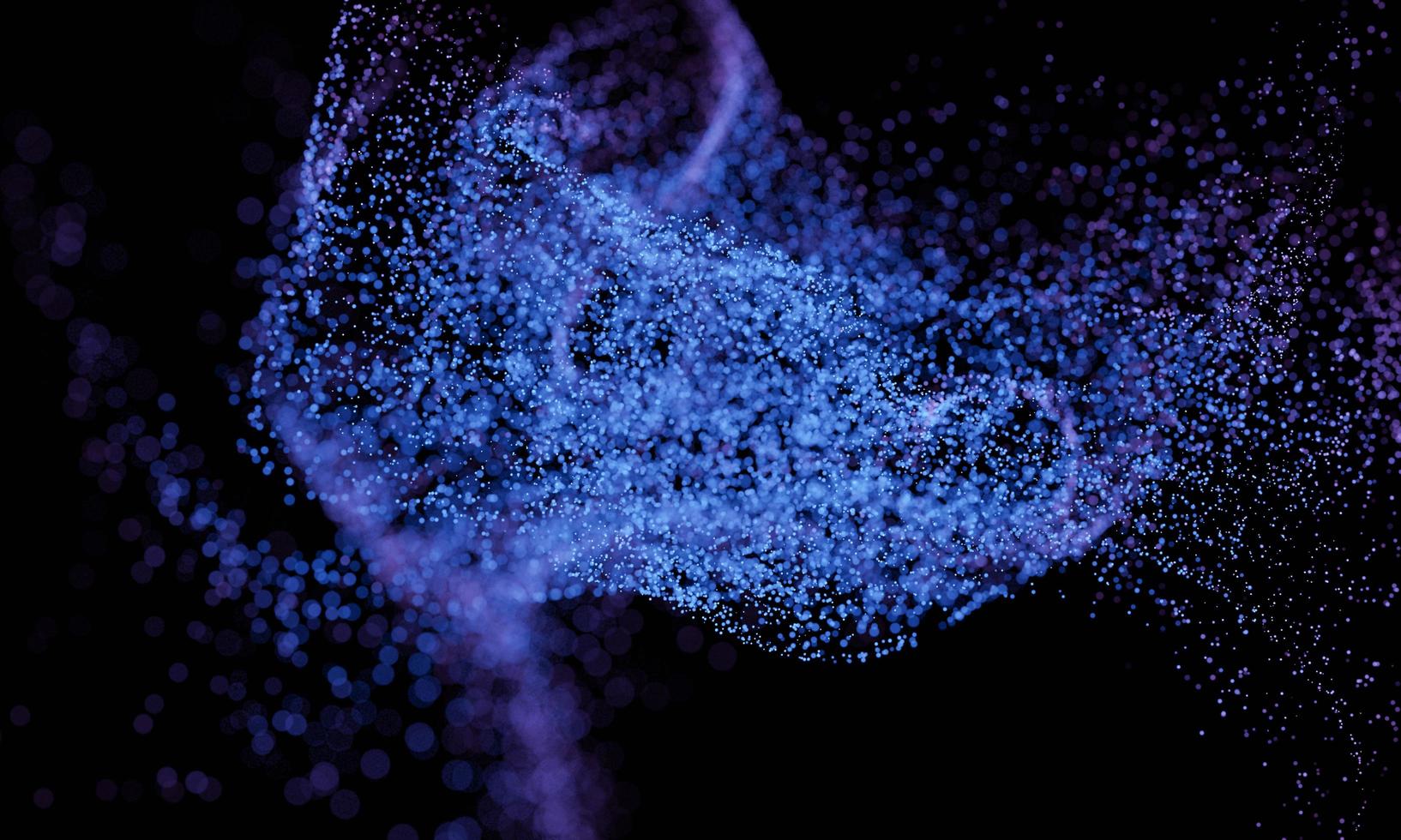 Abstract purple and blue glitter particles background use for wallpaper 3D rendering. photo