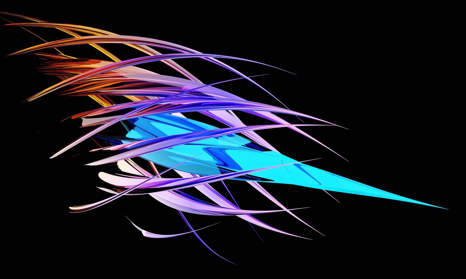 abstract sharpen Twist Crystal moving around  core crystals isolated on black  background. photo