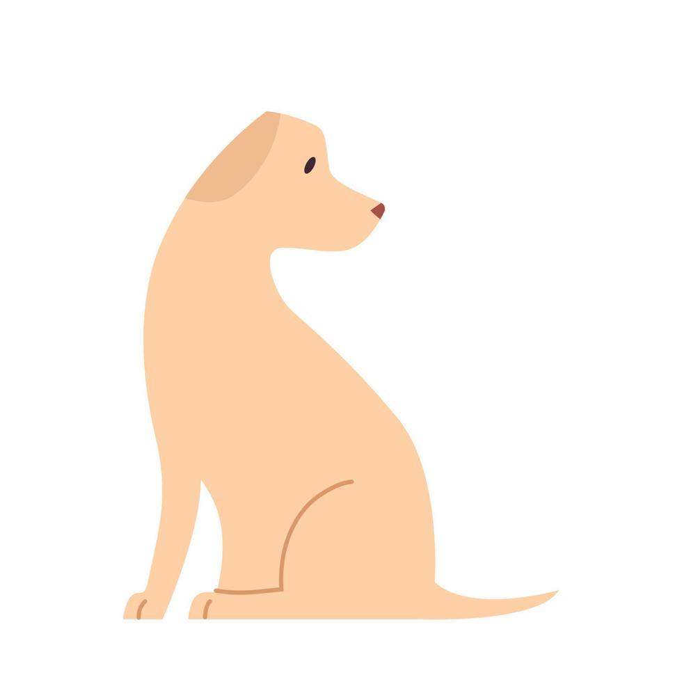 Cute dog sitting. Vector flat illustration on a white isolated background.