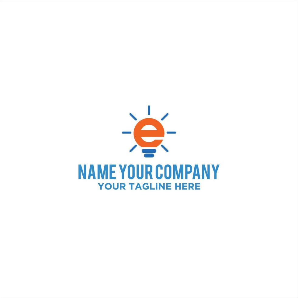 e lightbulb  logo simple icon design illustration vector