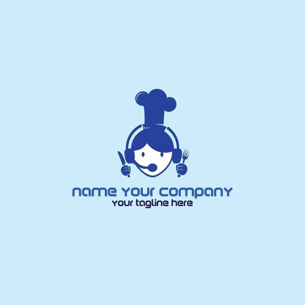 narrator chef logo simple icon design illustration vector