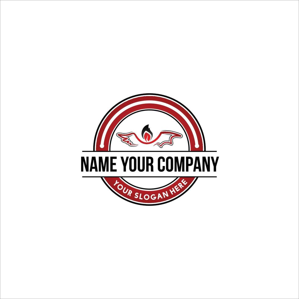 evil flame bat wing emblem  logo simple icon design illustration vector