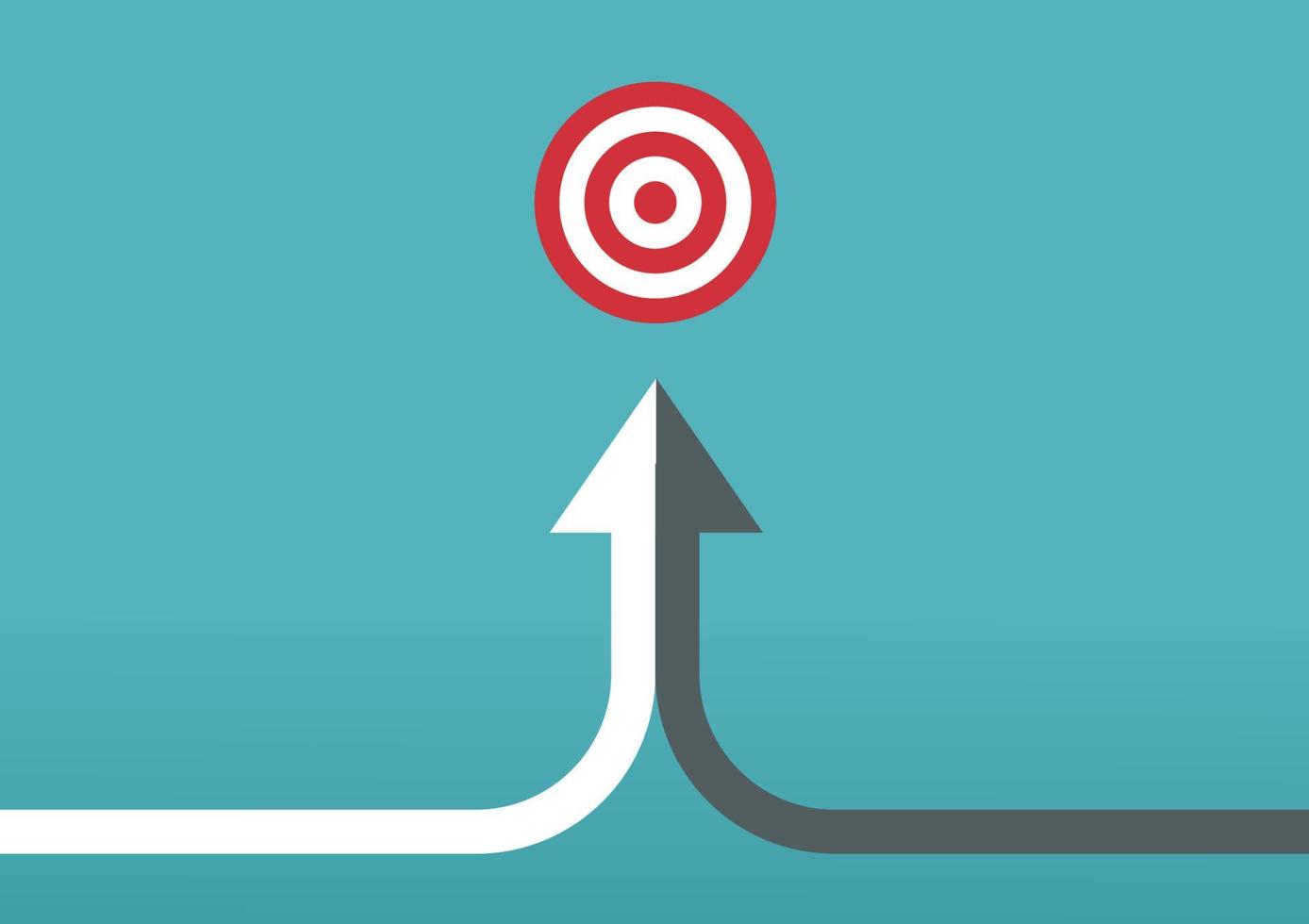 two arrow merging to target  partnership, merger, alliance, teamwork and integration concept for graphic design, logo, website, social media, mobile app, UI illustration vector
