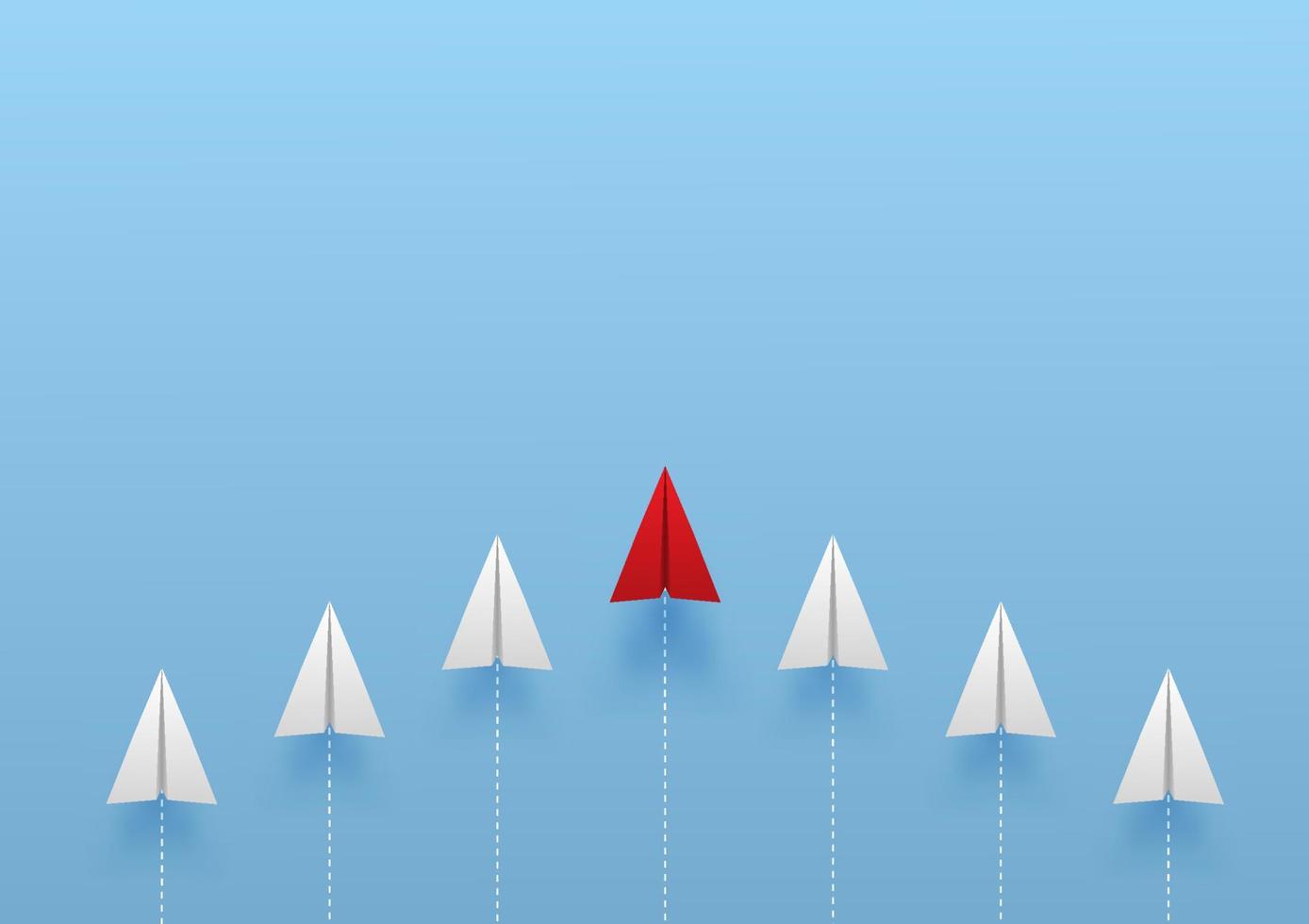 Paper plane go to success goal vector business financial concept start up, leadership, creative idea symbol paper art style with copy space for text. illustration
