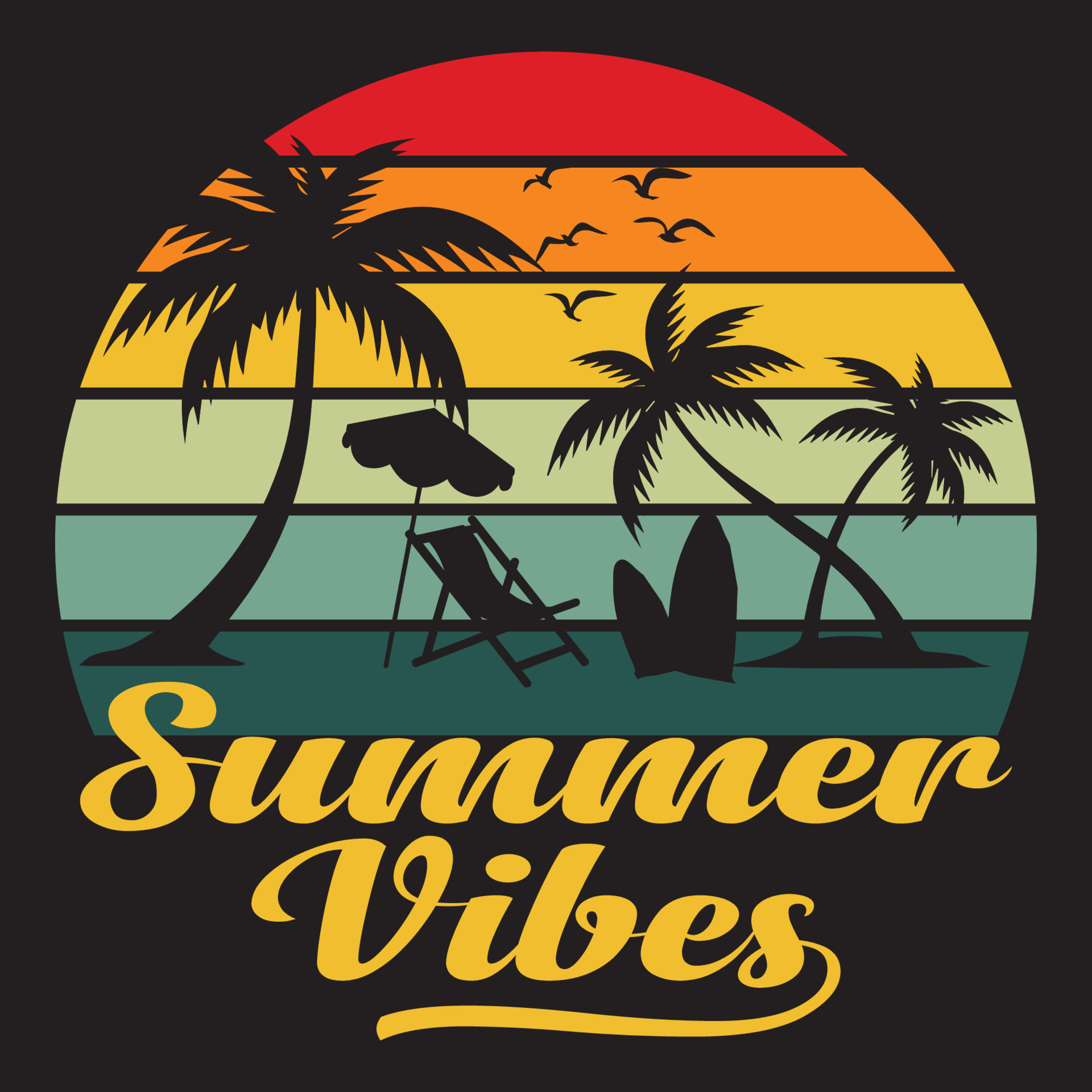 Summer T Shirt Design Summer Vibes Poster For T Shirt Print Palm Tree And Sunset 6662194