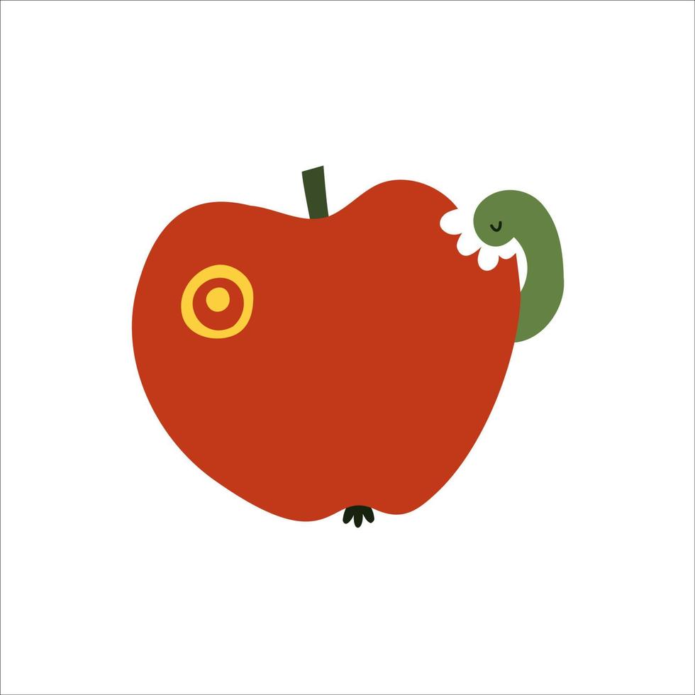 manzana plana dibujada a mano. ilustración vectorial aislado en blanco vector