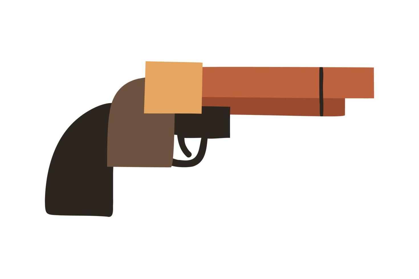 hand drawn pistol in flat style. vector illustration on white